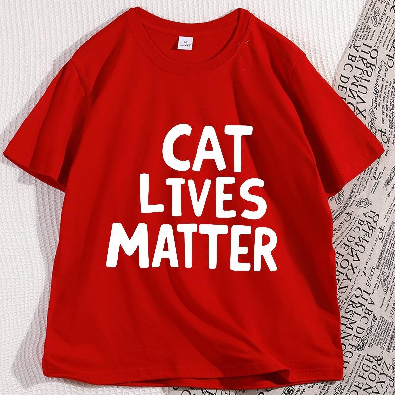 

Cat Lives Matter TShirt for Men Women Funny Humor Cotton Short Sleeve Tshirt Crew Neck Loose Graphic Tees Streetwear Clothes S