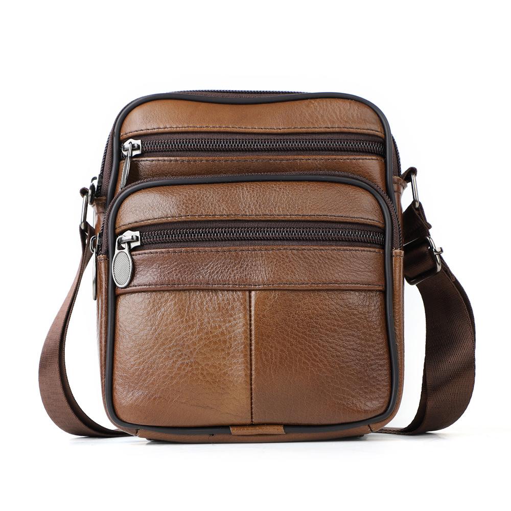 Cowhide Leather Men's Shoulder Bags Husband Small Crossbody Messenger Bag Leather Man Zipper Designer Party Bags Gift