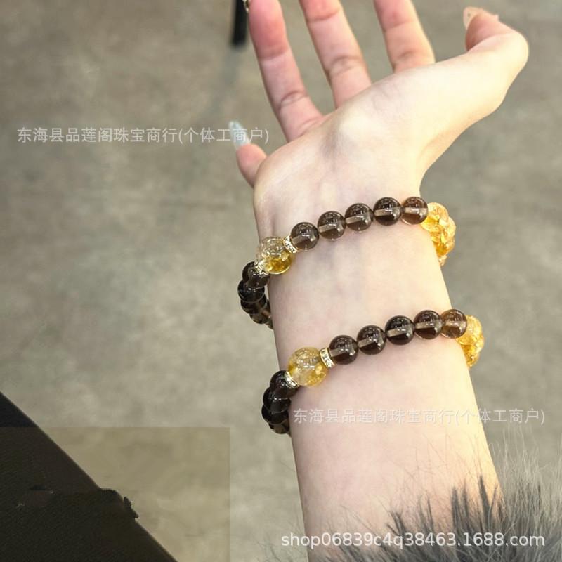 Natural Yellow Obsidian Beaded Bracelet - Versatile Niche Design Crystal Jewelry