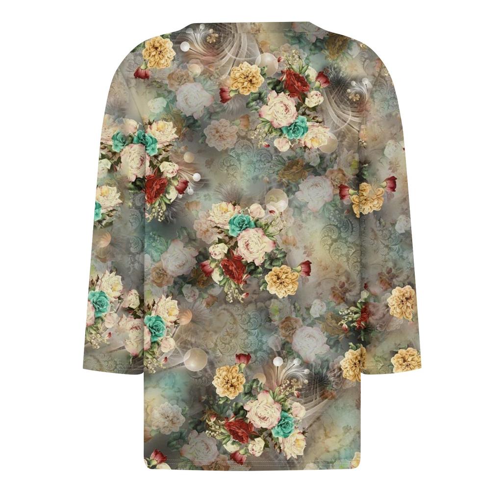 Dámské tričko Tričko Potisk Tlačítko 3/4 rukáv Denní víkend Móda Basic s výstřihem do V Regular Top