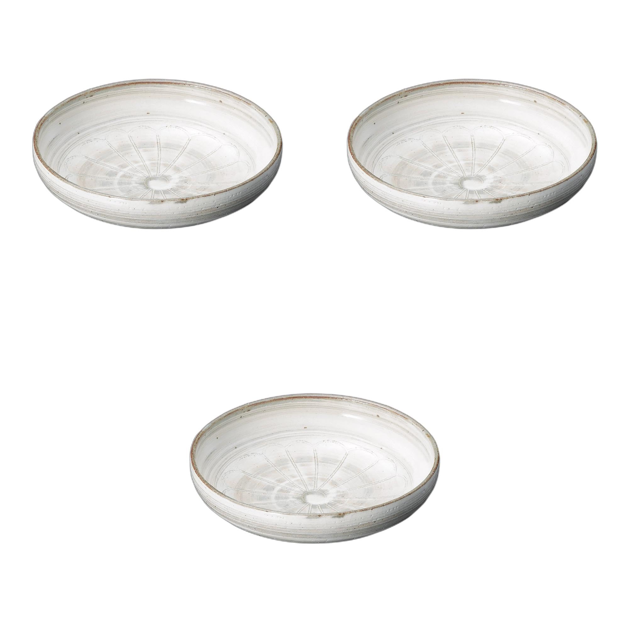 Setomonohonpo (Setomonohonpo) Set of 3 Kohiki Brushed Chrysanthemum Crest Small Bowls [12.5 x 4.3cm] | Small Bowls, Ceramic