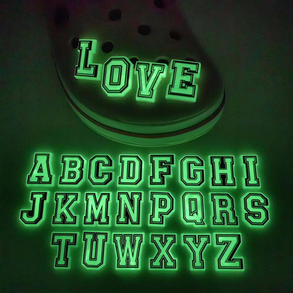 Fluorescent PVC Soft Rubber Clog Shoe Decorations - Letters & Numbers - DIY Accessories