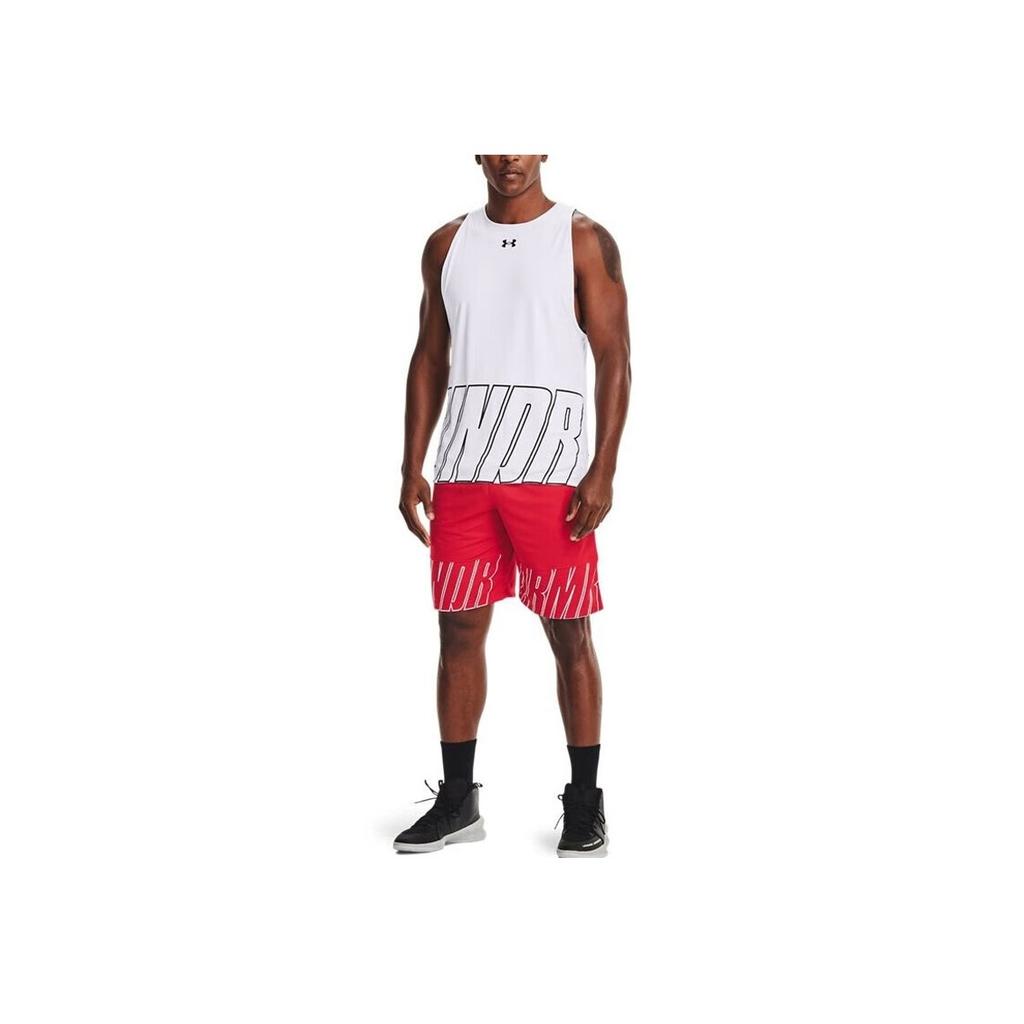 Under Armour Baseline Speed Logo Print Elastic Waist Basketball Loose Fit Shorts Men Shorts Red 1361905-600