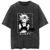 Hot Washed T-shirt "The Seven Deadly Sins" - Cartoon Loose Couple Short Sleeve Shirt