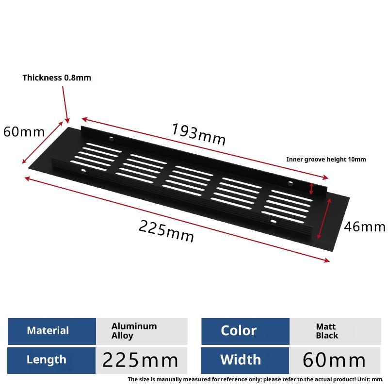 1Pcs Household Air Vent Grille Wall Ventilation Cover Wardrobe Parts 50/60/80mm*150-500mm Aluminum For Cupboard DIY Accessories