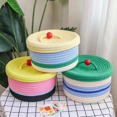 Cesta Colorida Tejida a Mano Bolsa de Almacenamiento de Cosméticos Organizador de Artículos Varios Juguetes Artículos Varios Decoración de Escritorio