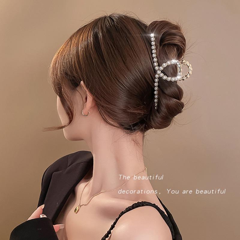 Luksusowy Metalowy Klips do Włosów dla Kobiet - Bardzo Duży Klips Rekinowy do Eleganckich Upięć