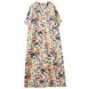 DIMANAF 2025 Women Plus Size Summer Dress Floral Casual Vintage Dress Basic V-Neck Loose Linen Long Dress Maxi