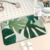 VIKAMA 2D Green Leaves Carpet, Tropical Botanical Rug, Home Decor Plant Pattern Floor Mat For Living Room & Bedroom
