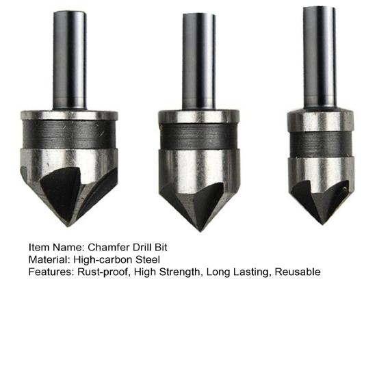 3Pcs Chamfer Countersink Kit High Strength Save Labor Long Lifespan Useful Wood Metal Boring Drill Bits Workshop Supplies