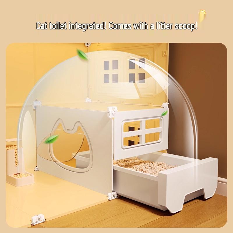 Luxury Indoor Multi-Layer Cat Villa with Integrated Litter Box