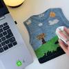 1pc Adorable Knit Sweater Design Mouse Pad-Cute Pixel Tree, Sheep Landscape Gaming Aesthetic,Non-Slip Base,Washable Desk Mat