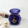 Ceramic Clay Candle Operated Aroma Burner|Oil Diffuser Coming with 1 Tea Candle (Blue ; 9 Cm)