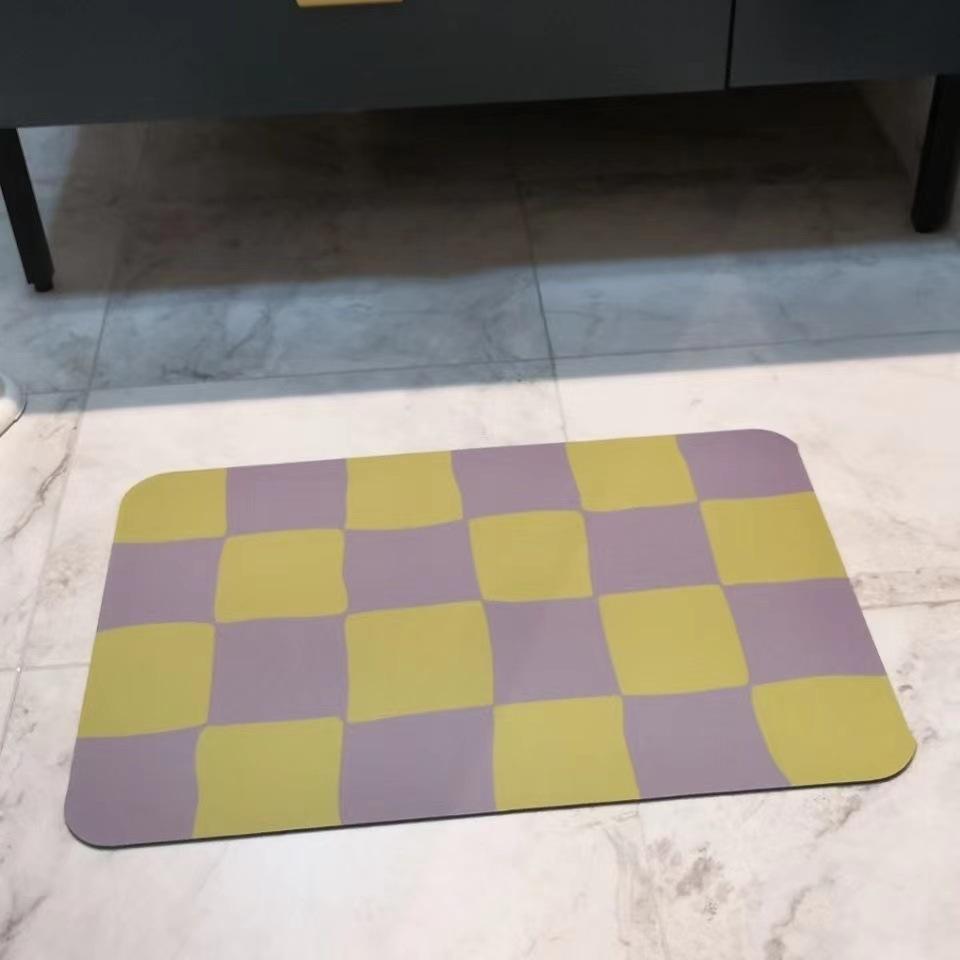 Creative Checkerboard Quick-drying Door Mat Modern Simple Diatom Mud Absorbent Mat Bathroom Toilet Non-slip Rug