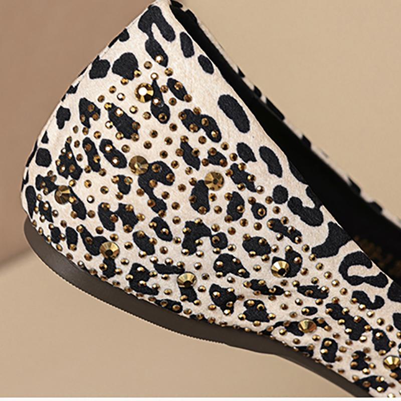 Fashion 2024 Spring and Autumn New Women's Shoes Korean Style Leopard Bow Crystal Design Ladies' Casual Flats Mary Jane Boat Shoes