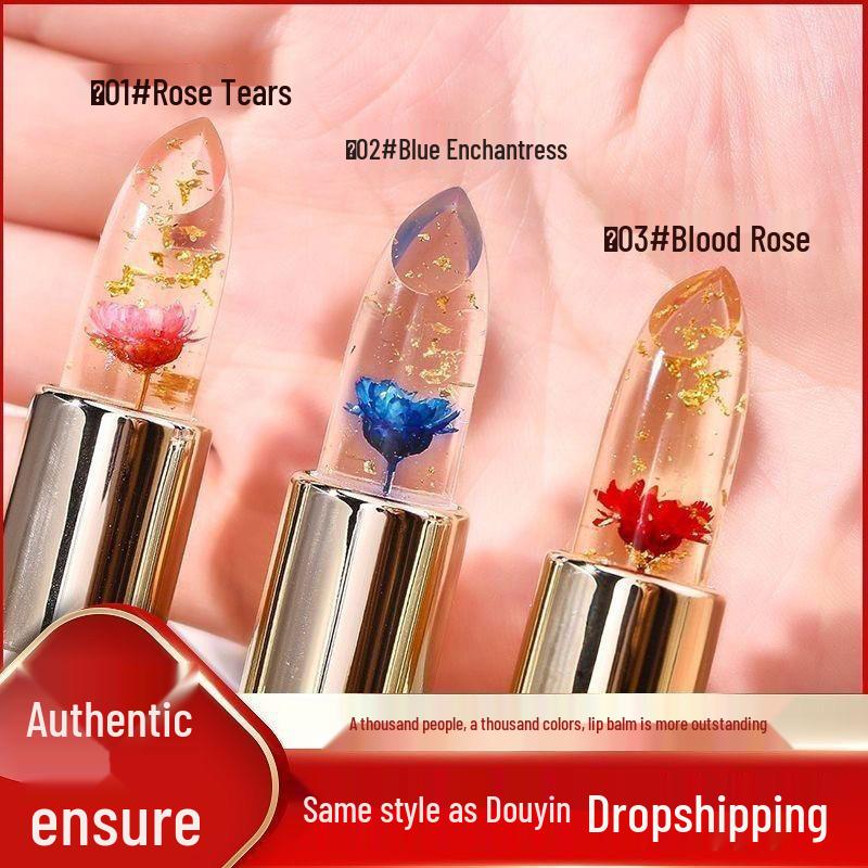 Color-Changing Flower Jelly Lipstick: Moisturizing, Long-lasting, Non-sticky, Non-fading, Temperature-sensitive Balm, Safe for Pregnant Women