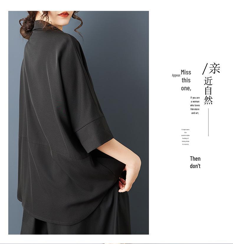 Summer 2026 Dark Style Versatile Casual Plus Size Women's Shirt - Loose, Slimming, Fashionable Top