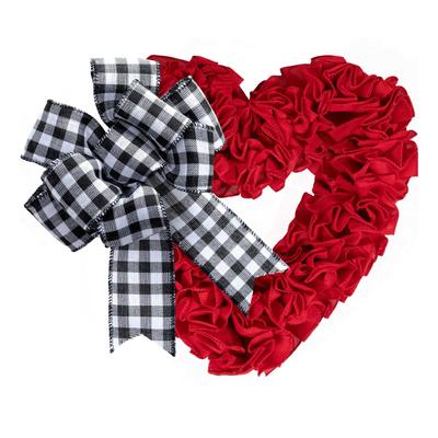 Artificial Rose Wreath Flower Wreaths with Bows Heart Love Garland Wall Hanging Sign for Front Door Wedding Party Decorations
