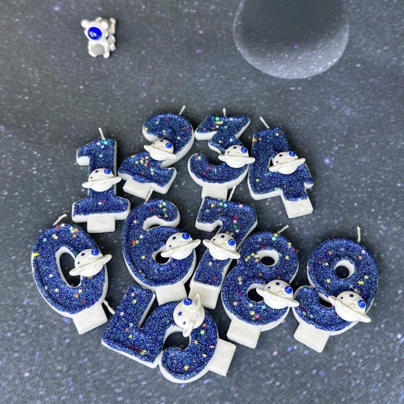 Numbers Birthday Candles Cake Party Decoration Birthday Wax Planet Universe
