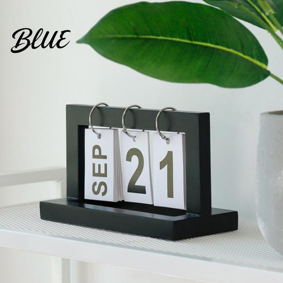 Desktop Calendar with Ornament Decor Metal Perpetual Solid Wood Iron Ring Rust-Resistant Wooden Rust-resistant