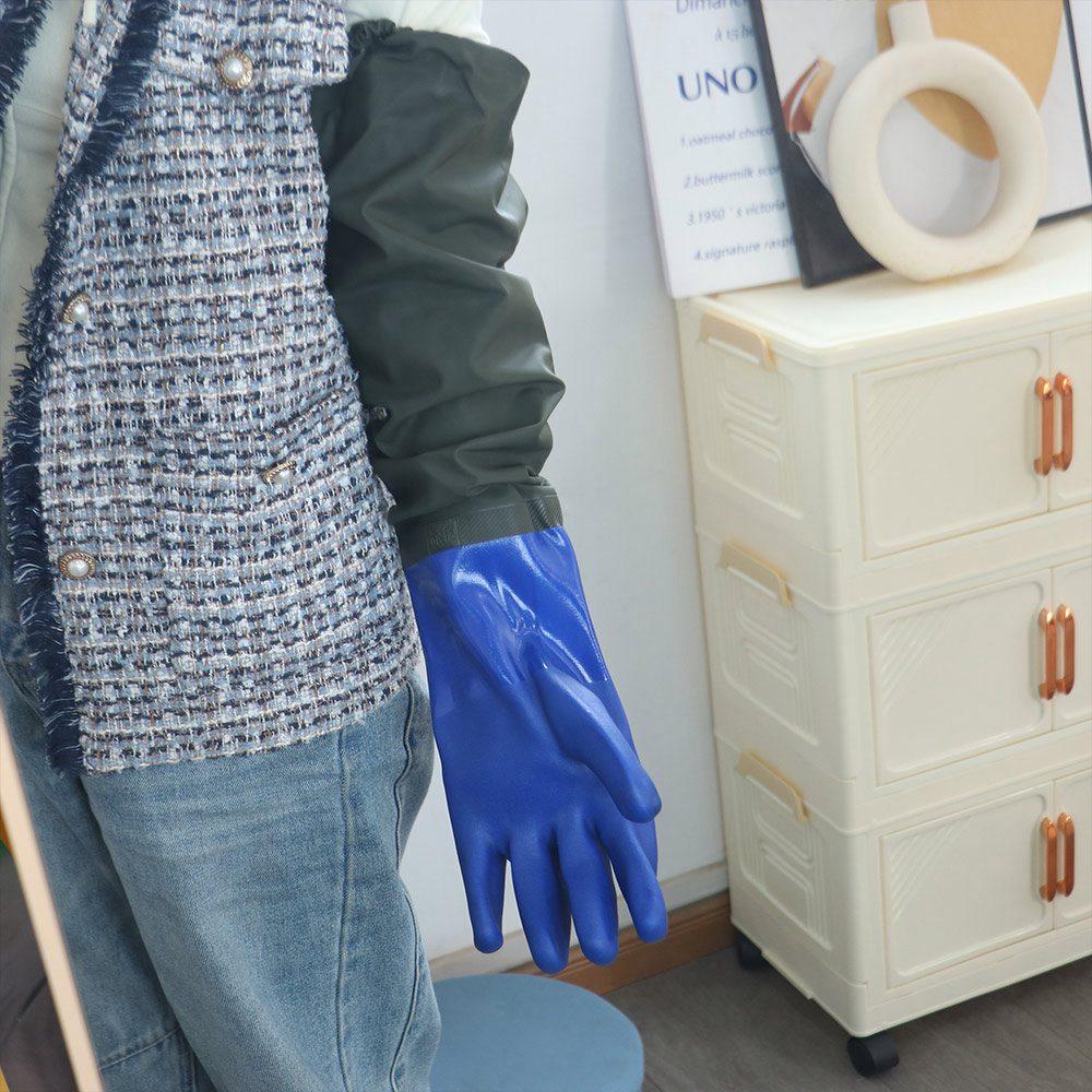 1 Pair Lengthened Labor Protection Waterproof Gloves Chemical Resistant Reusable Rubber Glove Thickened Wear-Resistant