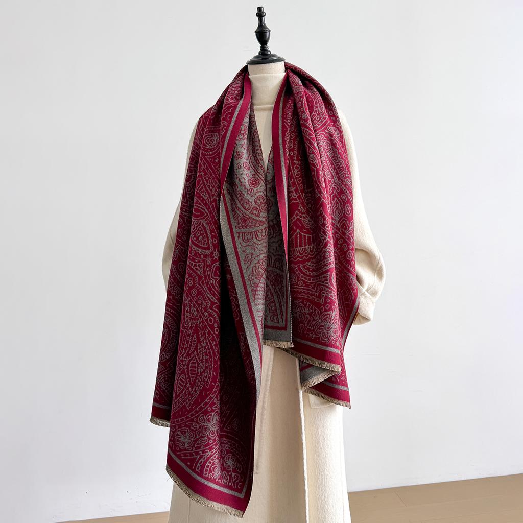 Winter Women's Cashmere Paisley Print Double-Sided Scarf Elegance Shawl Pashmina Warm Female Outdoor Fashion Accessory