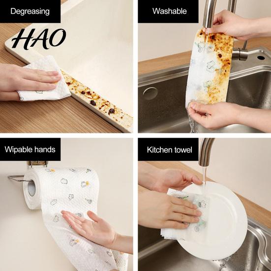 Kitchen Paper Towel Roll 50/100/200Pcs/Roll Super Water Oil Absorbent Wet Dry Dual Lint-free Use Food Grade Tear-off Reusable Washable Lazy