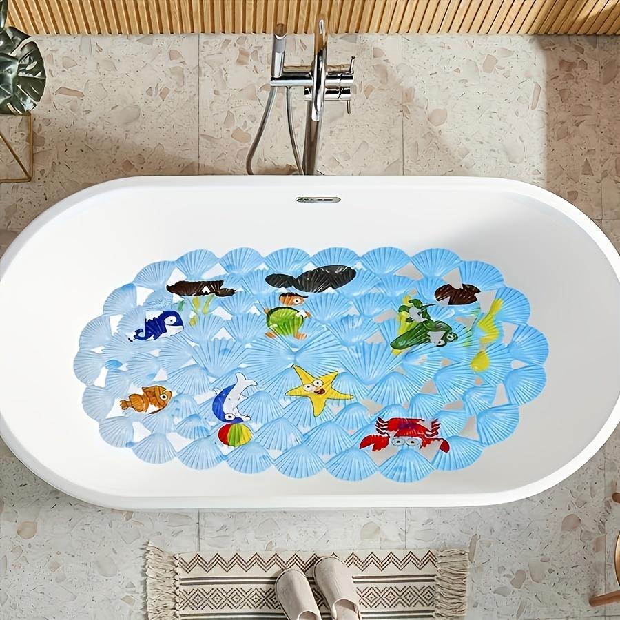 Colorful Sea Creatures Shell Design Non-Slip Bath Mat - Durable, Easy To Clean, Multi-Purpose Safety Floor Mat for Bathroom, Bathtub