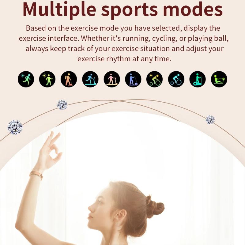 Luxury Smart Watch for Woman Health Monitoring 1.27" Bluetooth Call Custom Dial Women's Bracelet Sports Health Monitor Smartwatch Ladies Gift