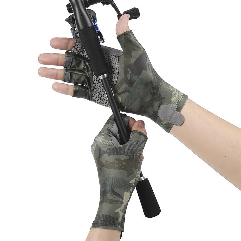 Herren Rutschfeste Elastische Halbfinger-Fischerhandschuhe - Sonnenschutz & Atmungsaktive Eis-Seide