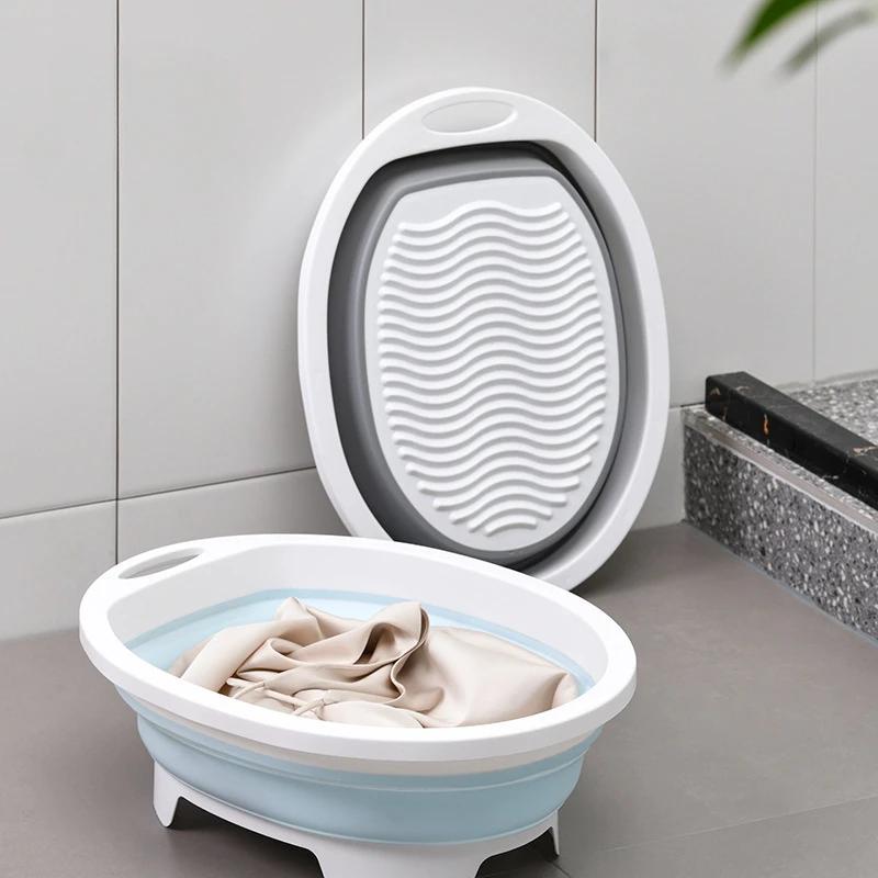 Faltbarer Wascheimer Waschbrett Unterwäsche Socken Handwaschbecken Waschbrett Badezimmer Schrubben Reinigung Für Zuhause Schule Wohnheim
