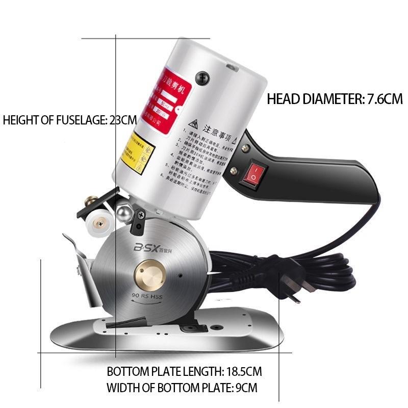 200W Strong Power Electric Fabric Cutter Portable Round Knife Cloth Cutter 90mm Handheld Cloth Cutting Machine