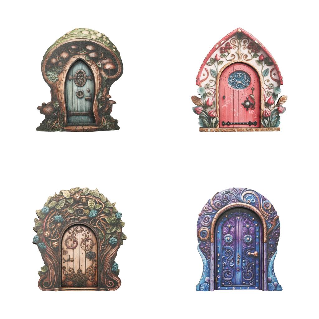 Garden Fairy Door Wooden Ornament With Creative Cottage Style For Indoor Landscape Display