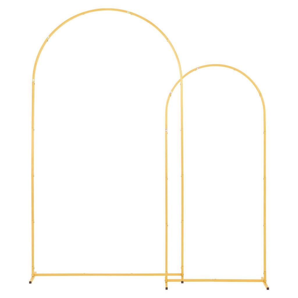 Arch Backdrop Stand, Set of 2, 2.2 m and 1.8 m, Stable Structure, Easy Assembly, Gold Metal Arch Backdrop Stand for Wedding, Birthday Party,