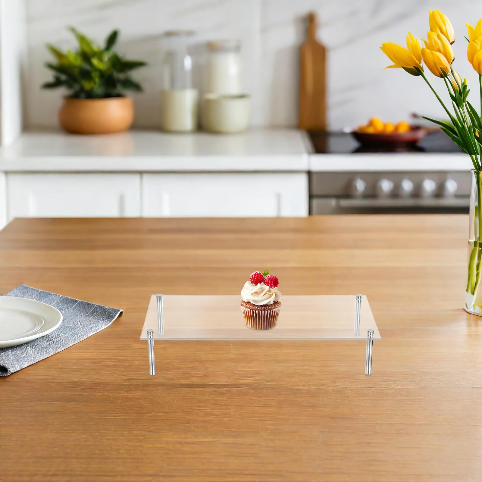 Clear Acrylic Display Stand Transparent Cake Stand Stainless Steel Feet Dessert Holder Wedding Birthday Party Cupcake Rack