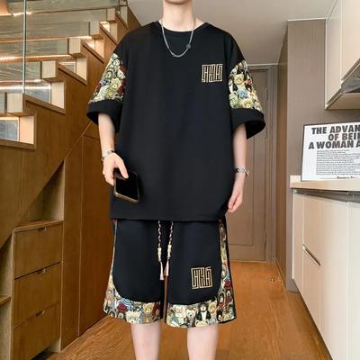 Men's Summer Suit, Chinese Casual Sports, Loose Large Size Trend, Short-sleeved Shorts, Chinese Style Two-piece Suit