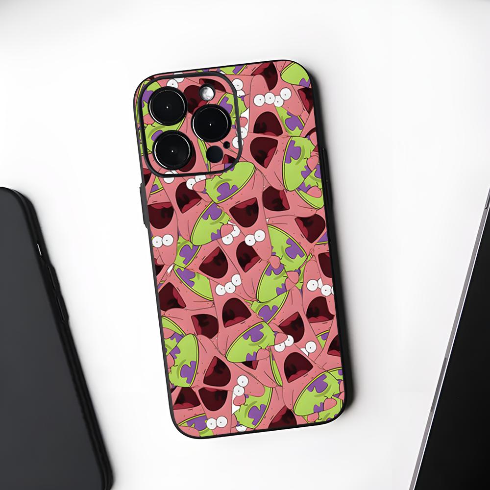Coque de téléphone mignonne SpongeBob Noir Souple Pour Iphone 16 15 14 13 11 12 Pro Max Xr X Xs 8 7 Plus