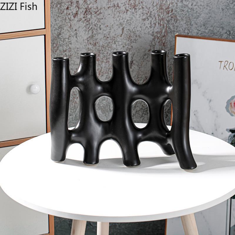 Creativity Ceramic Vase Artificial Flowers Flower Arrangement Living Room Decoration Abstract Floral Vases Home Decor Modern