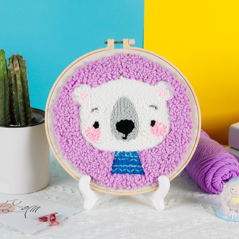 Russian DIY Punch Needle Embroidery Kit: Includes Yarn, Needle, Latch Hook, & Hoop for Knitting & Ornament Crafting
