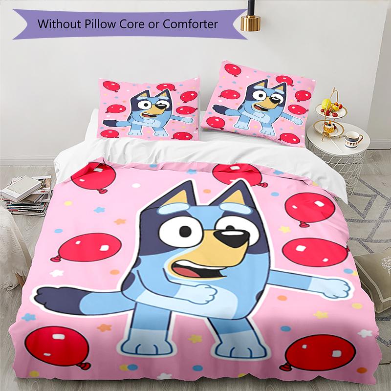 3pcs Bluey Bedding Set Duvet Cover Closure Includes 1 Duvet Cover & 2 Pillowcases, Soft and Comfortable for All Seasons.