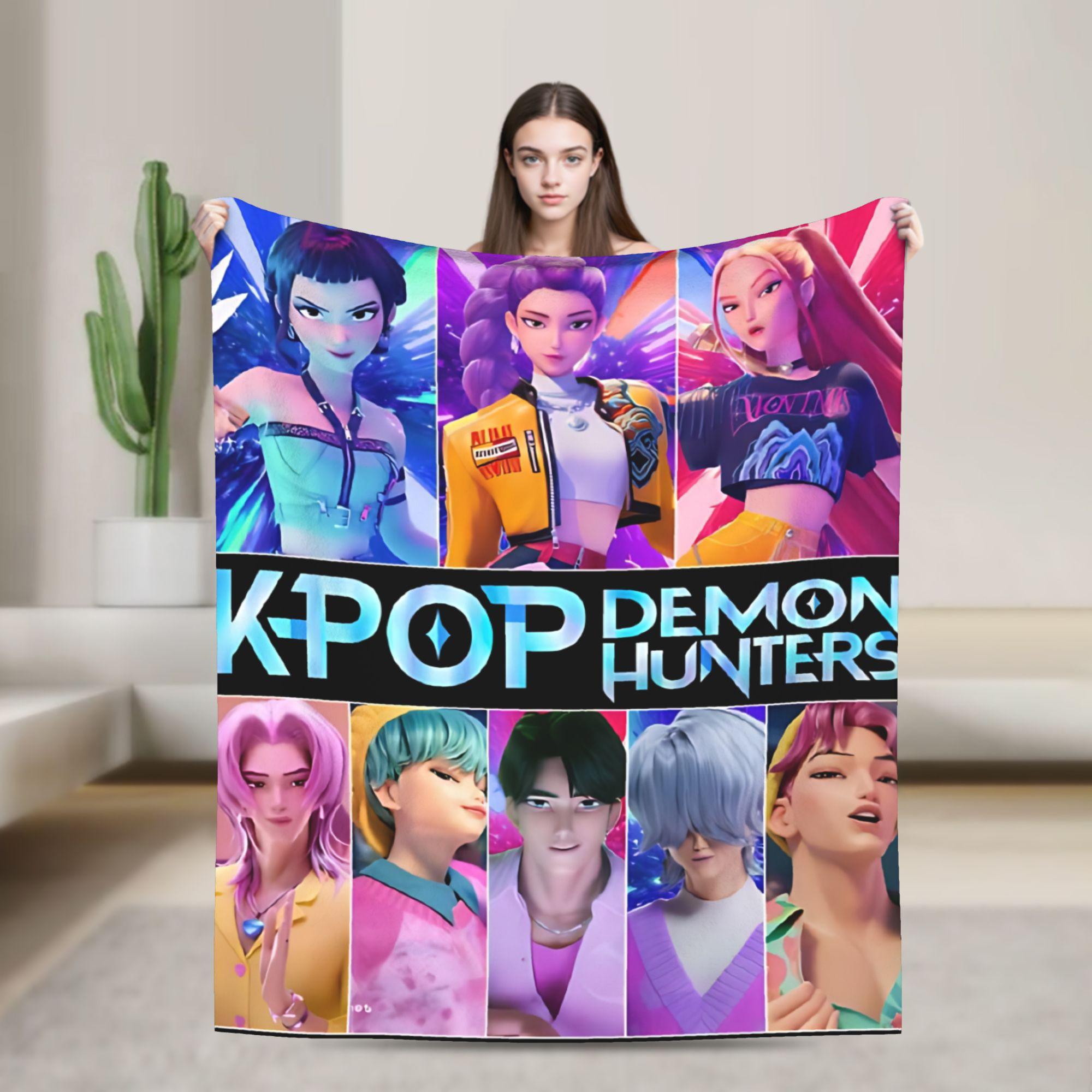 Huntrix Saja Boys KPop Demon Hunters Blanket  Plush Vintage Warm Throw Blanket for Home Autumn/Winter 30x40in