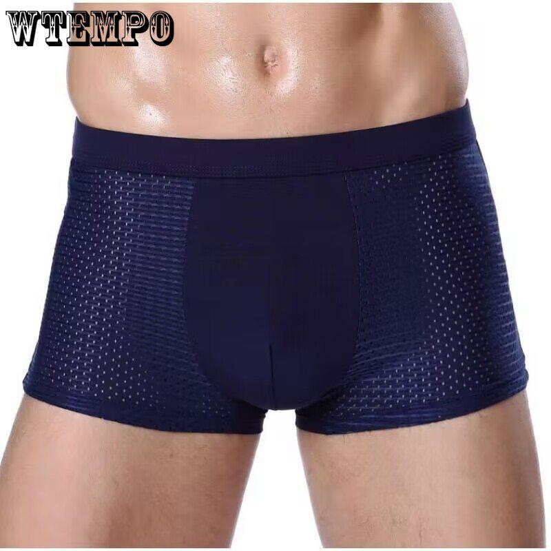 Men Sexy Boxers Underwear Underpants Blue Black L XL XXL 3XL Silky Cool Breathable Mesh Casual Sports Fashion Fitness Ventilate
