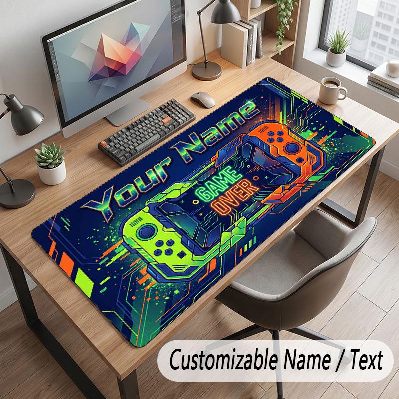 Game Controller Theme Customized Mouse Pad Personalized Print Name Text Desk Mat For Home Office Table Decor
