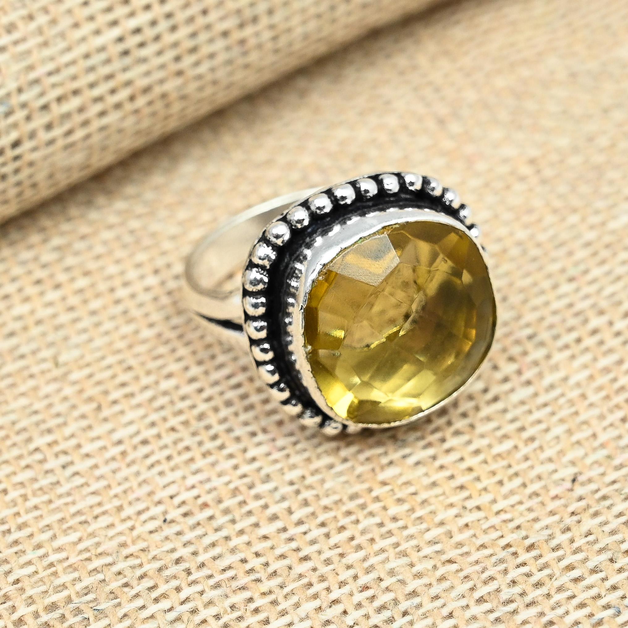 

Красивый цитрин драгоценный камень твердое серебро 925 пробы ювелирные изделия ручной работы женское кольцо 8