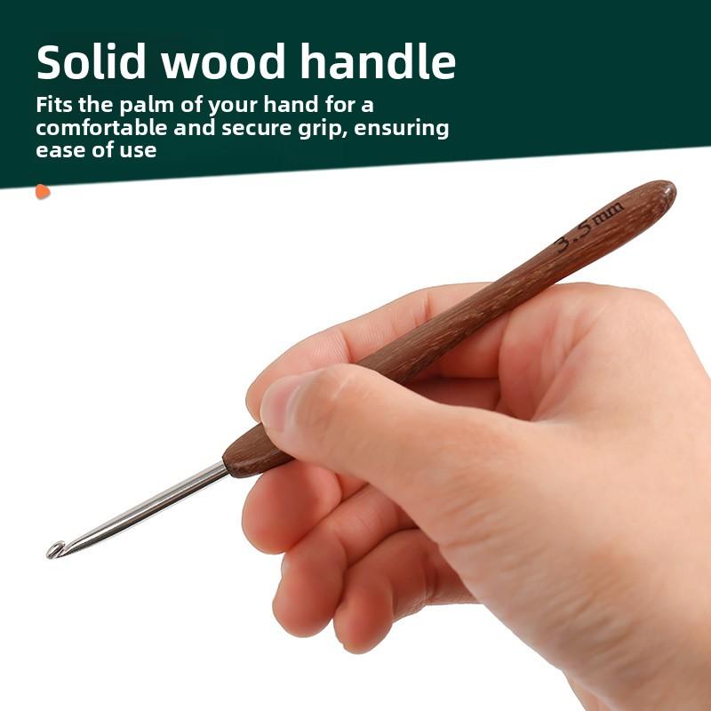 1 Pc Blood Sandalwood Handle Stainless Steel Crochet Hook Fine Hook Head Needle Yarn Doll Weaving Tool Handmade Crochet Hook