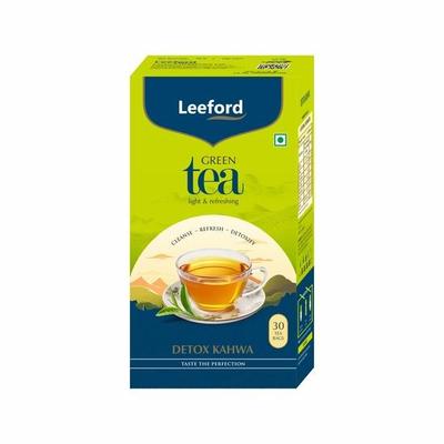 Leeford Detoxifying Kahwa Green Tea Bags, 30 Teabags | Green Tea Immunity Booster With Pink Salt, Tulsi, Cardamom, Cinnamon