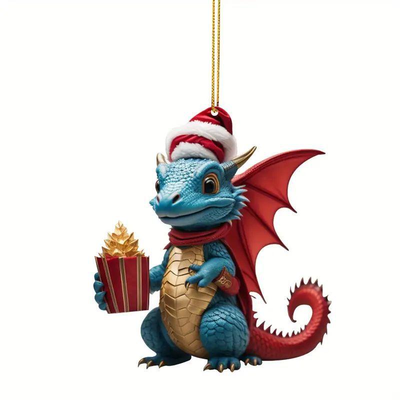 Cute Christmas Decorations Dragon Statue Ornaments Pendant Holiday Decoration Pendants Car Pendants Interior Decorations String Beads for Decorating