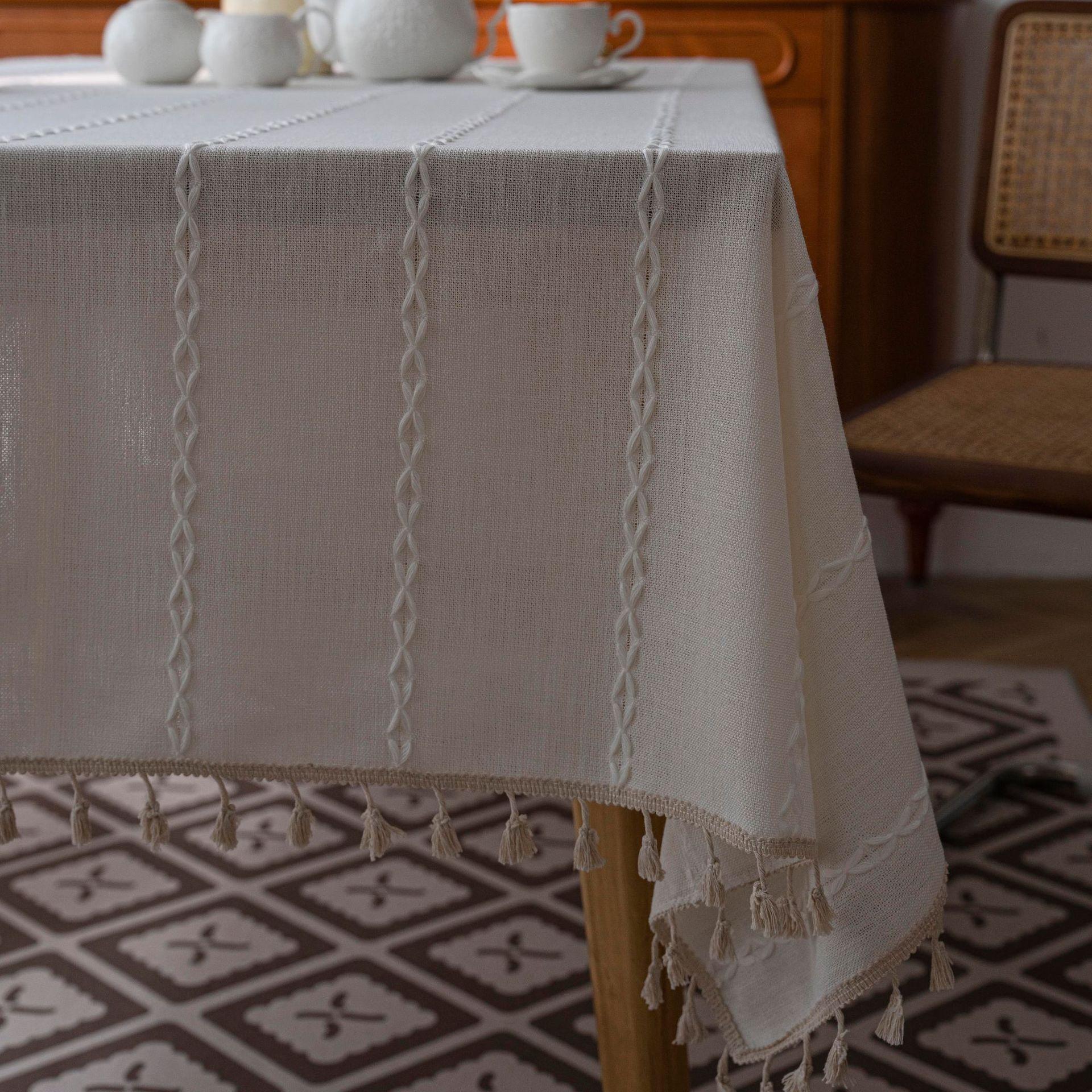 

Simple Rectangular Dustproof Household Dining Table Cloth Farmhouse Wind Table Cloth Tablecloth 140*140