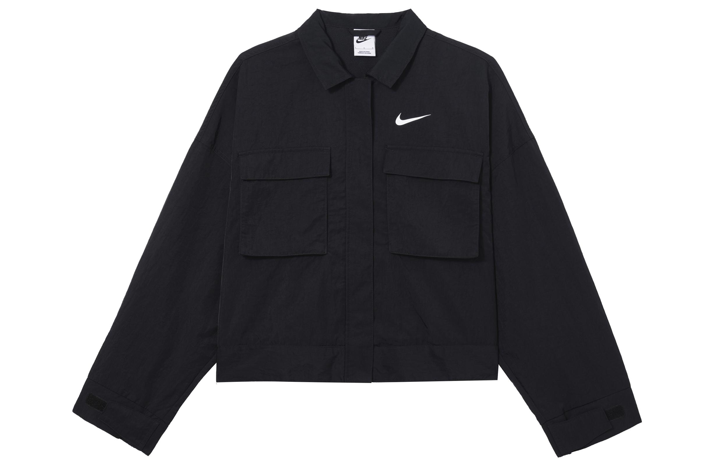 Nike Cropped Coats Women s Black Lapel Moderate DM6244-010 XXL