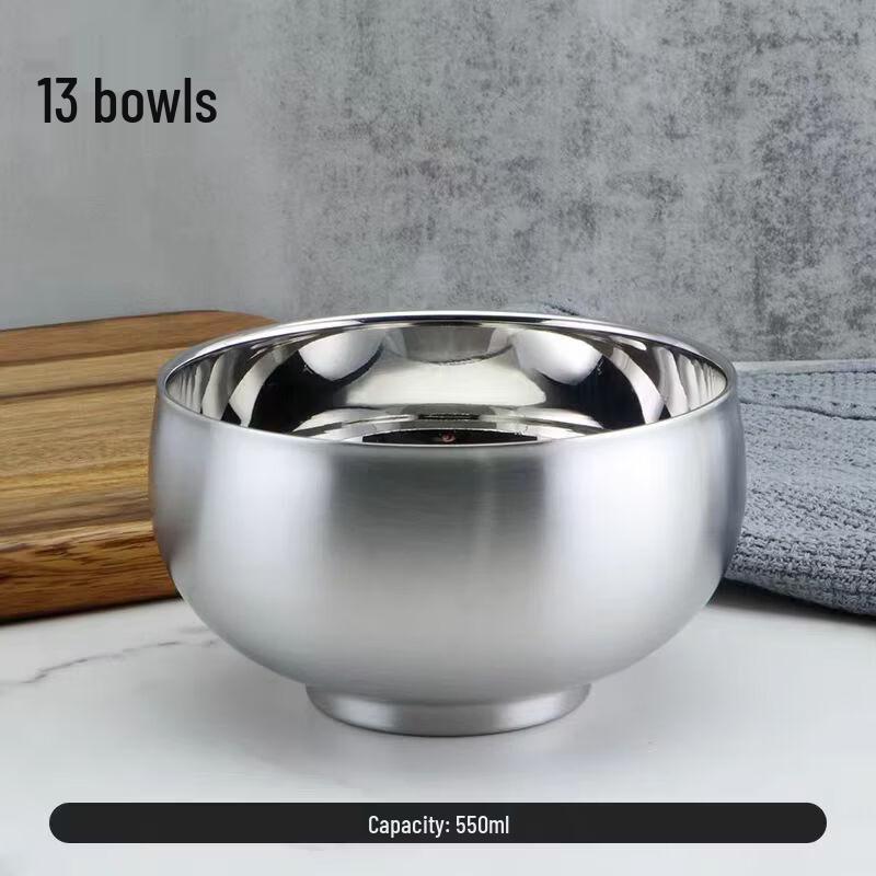 ZISIZ 316L Stainless Steel Double-Layer Insulated Kids Bowl, 13CM